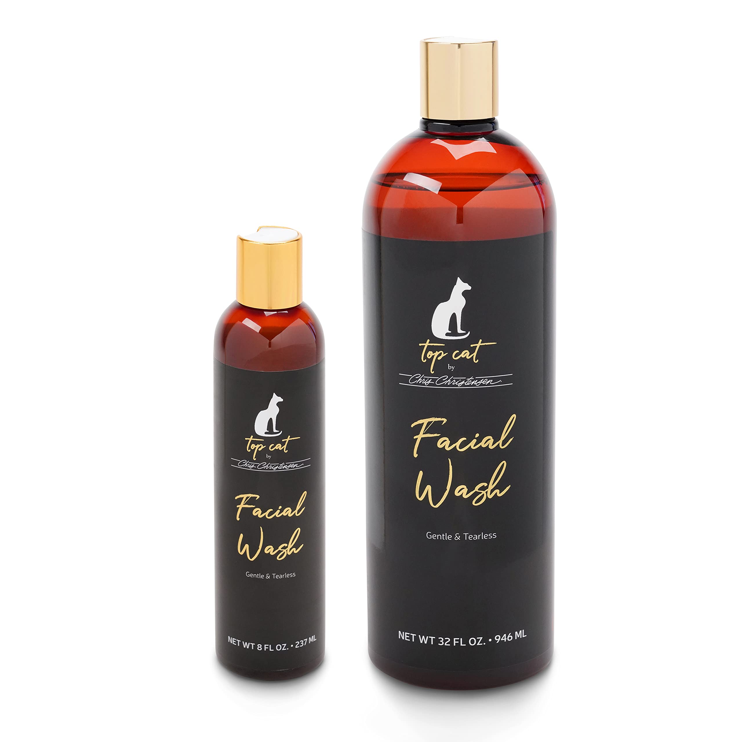 Chris Christensen Top Cat Facial Wash Shampoo for Cats, Groom Like a Professional, Gentle & Tearless, Sulfate & Soap Free, 8 oz