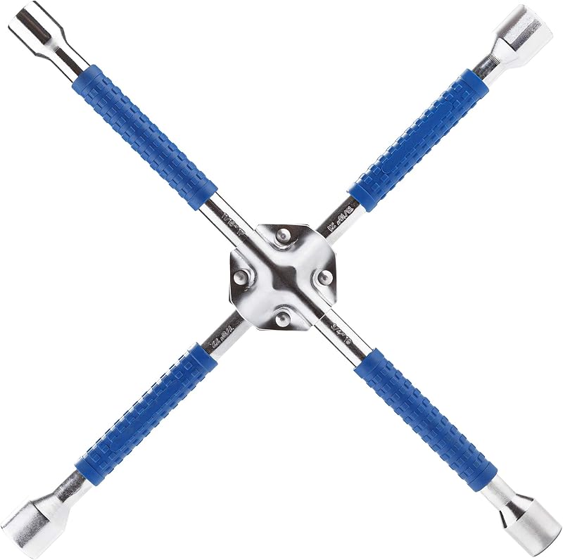 18 Inch Heavy Duty Non-Slip 4-Way Universal Cross Lug Wrench | Non-slip grip ensures secure hold while loosening lug nuts, robust cross structure for effortless roadside tire replacement