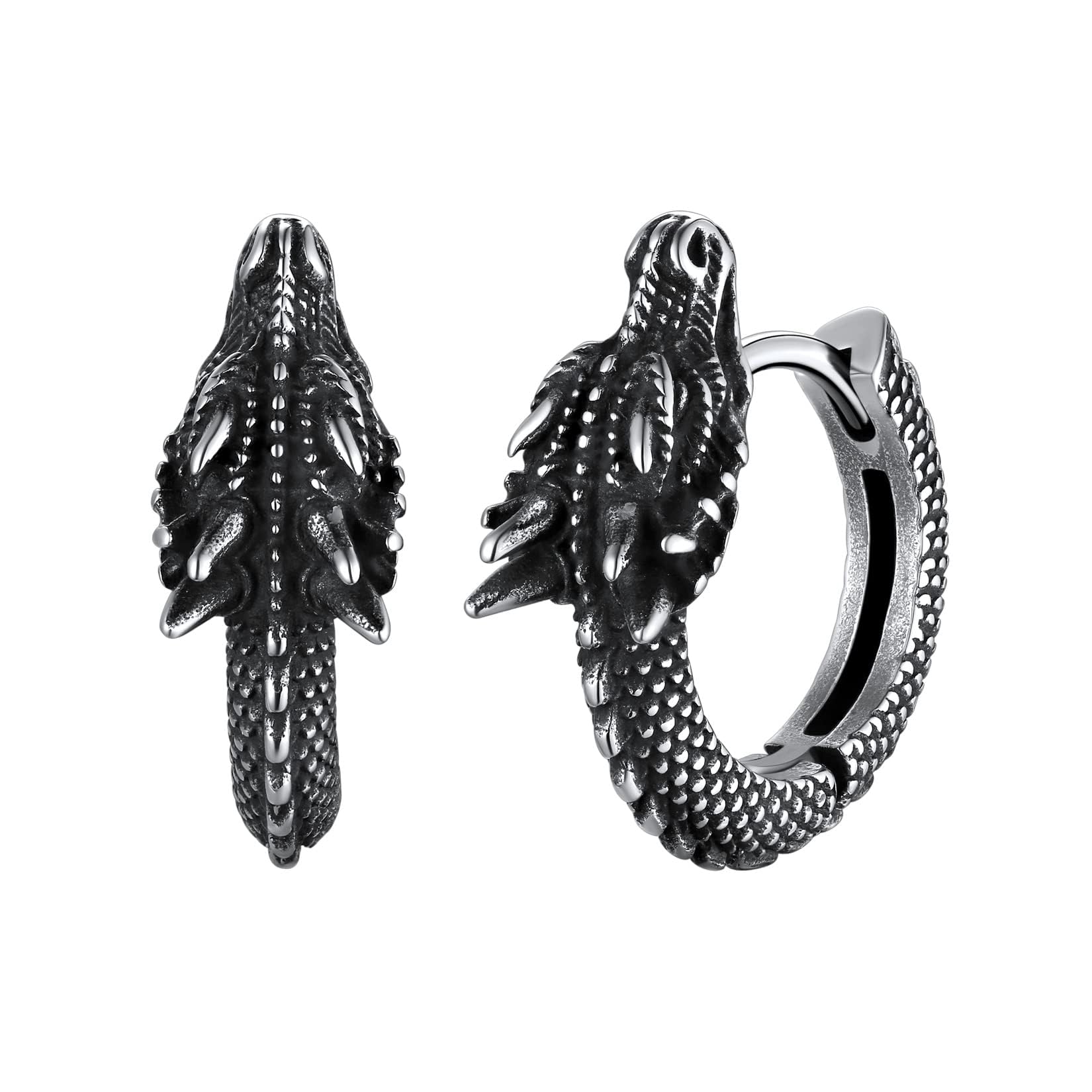 U7 Dragon Earrings Hoop Earring for Men Hypoallergenic & Lightweight Recycled Claim Standard 100