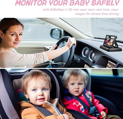 Miniatura 7 de Cámara de coche para bebé con monitor de 4.3 pulgadas, cámara de asiento trasero alimentada por USB, visión nocturna HD 1080P, gran angular de 150,