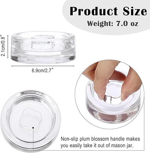 Miniatura 2 de BSTKEY Paquete de 9 pesas de fermentación, pesas de vidrio con mango de fácil agarre para frascos Mason de boca ancha, pesas de conservas para