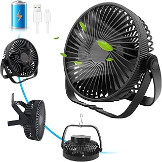 Ventilador portátil USB silencioso bateria recarregável 3 em 1, ventilador de mesa potente 3 velocidades 360 ° ajustável, mini ventoinhas pequena mesa secretária quarto casa escritório campismo