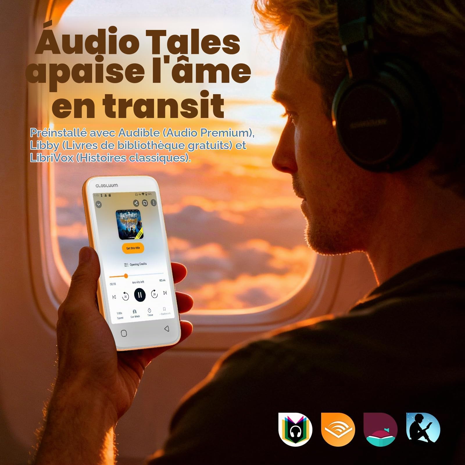 Lecteur MP3 96 Go avec Bluetooth 5.0 et WiFi, Lecteur de Musique Compatible Spotify, Audible, Amazon Music,Lecteur MP4 Android à écran Tactile 4 Pouces avec Son HiFi, Radio FM (Orange Cosmique)