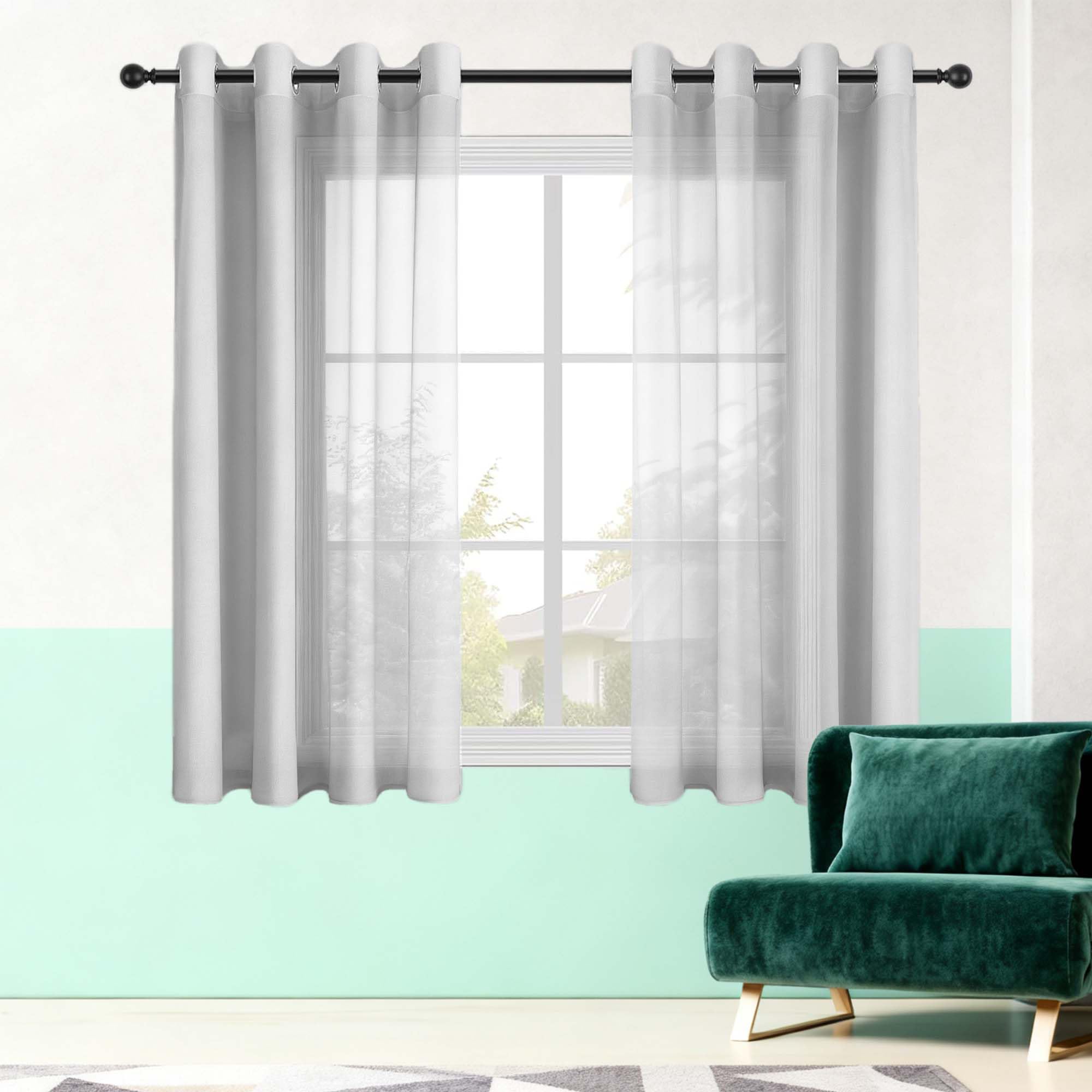 Voilage filtrer lumière gris clair 490x255 cm avec œillets pour estomper le vis-à-vis