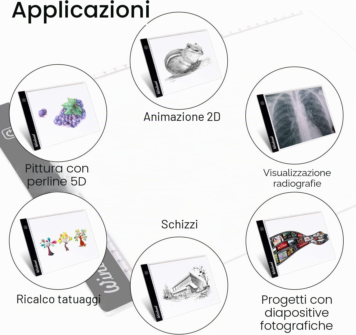 SOUTH AREA - Tavolo Luminoso LED A4 | 7000 LUX, 3 Livelli Luminosità | Ultrapiatto, Portatile | Tavoletta per Artisti, Educazione Bambini, Bianco, Nero