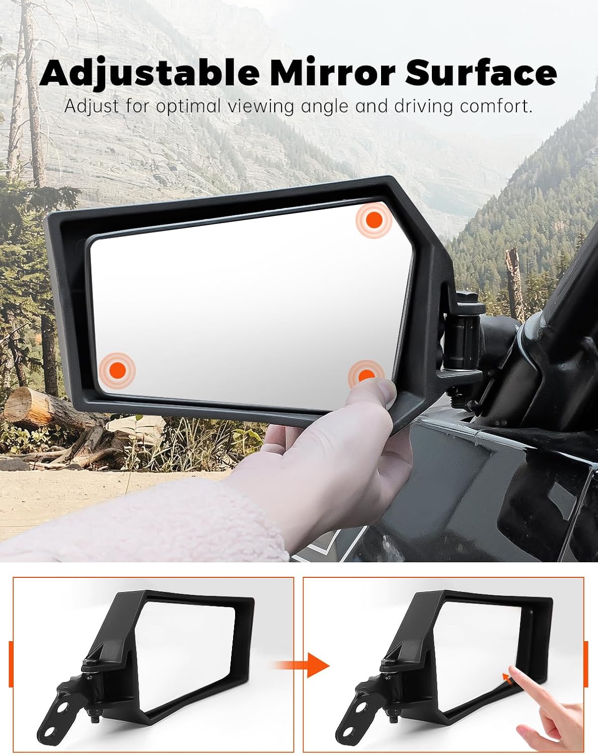 Rearview Side Mirrors for Polaris General 1000/4 / XP 1000 / XP4 1000 2016-2026 Accessories, Adjustable Folding Clear Rear View Side Mirrors (2PCS)