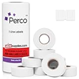 Perco 1 Line White Labels - 8 Rolls, 1 Sleeve, 8,000 Blank Price and Date Gun Labels for Perco 1 Line Price and Date Guns - Made in USA