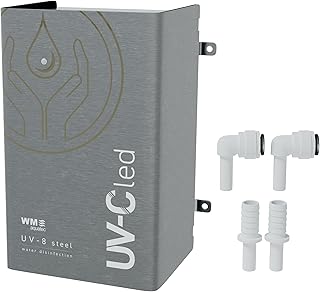 UV-8 steel | UV-C LED Chemiefreie Wasseraufbereitung | Inklusive Durchflusssensor | Robustes Edelstahlgehäuse | Sauberes, reines Wasser für Camping, Boote & Foodtrucks | Plug-and-Play | WM aquatec