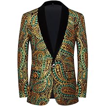 Men's Shiny Sequins Suit Jacket Classic Floral Suit Jacket Fashion,Suitable for Parties,Weddings,Banquets,Proms