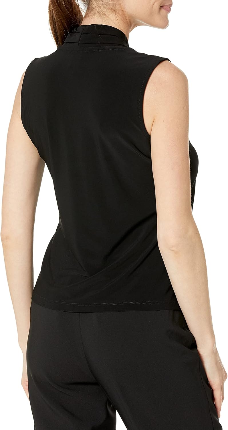 Anne Klein Women's Sleeveless Pleat-Neck Jersey Top - Image 2