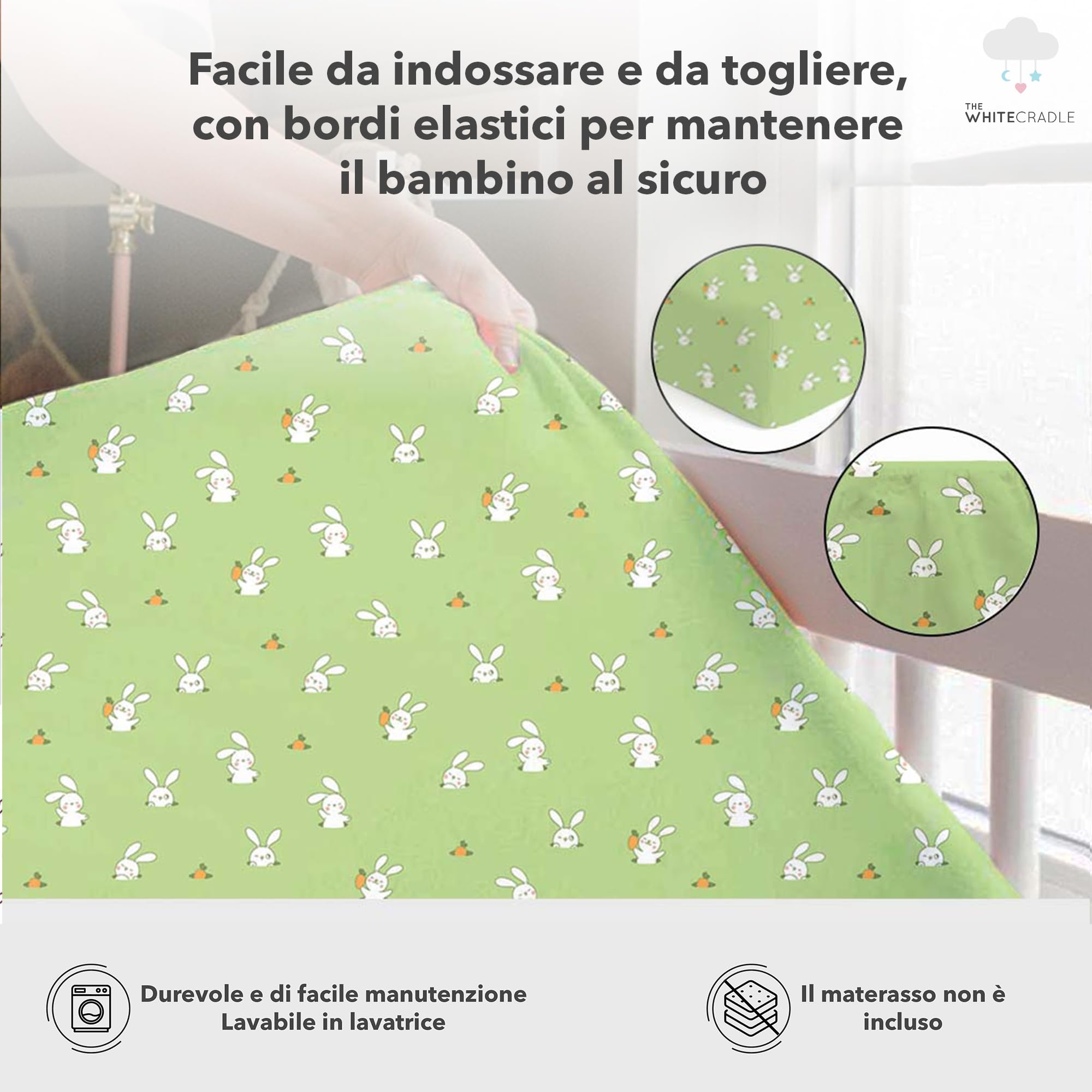 Lenzuolo Con Angoli P'tit Basile - 100% Cotone Bio Per Lettino 60x120 Cm (Bianco)