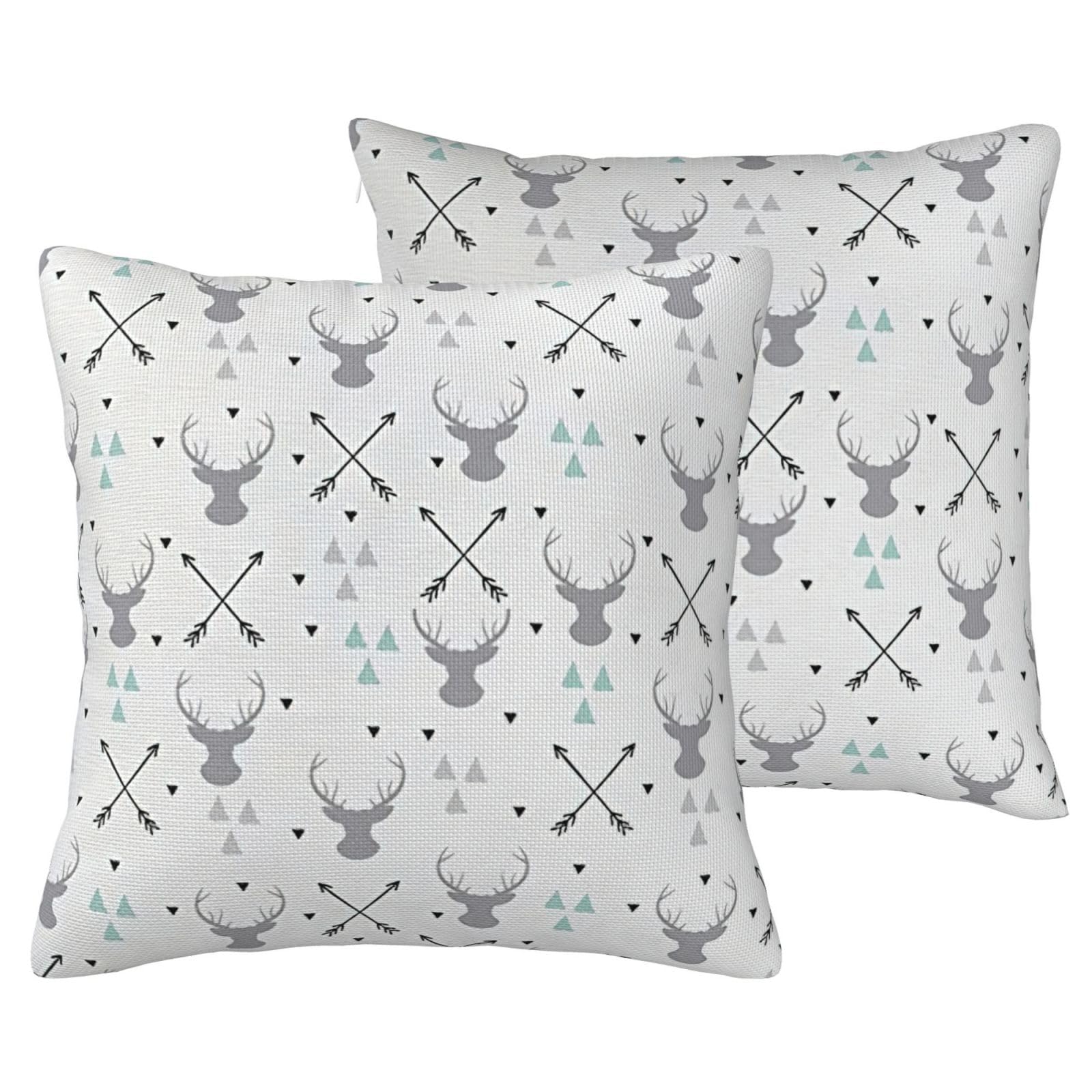 Lot de 2 housses de coussin en lin à motifs flèches et triangles pour canapé