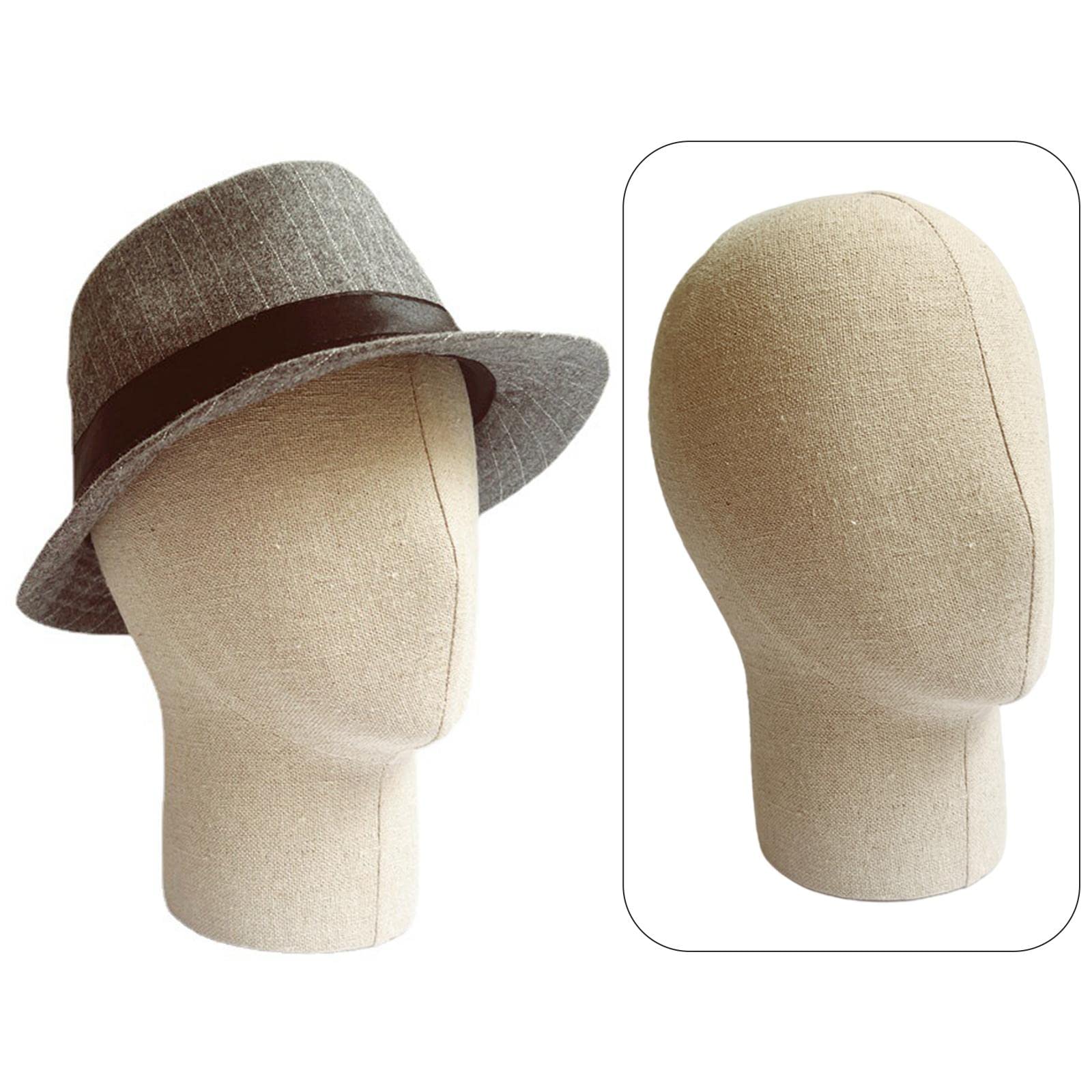 Espositore per Cappelli, Parrucche, Occhiali E Teste in Lino, Modello per Uso Aziendale con Base, Opzione 3-Stile corto