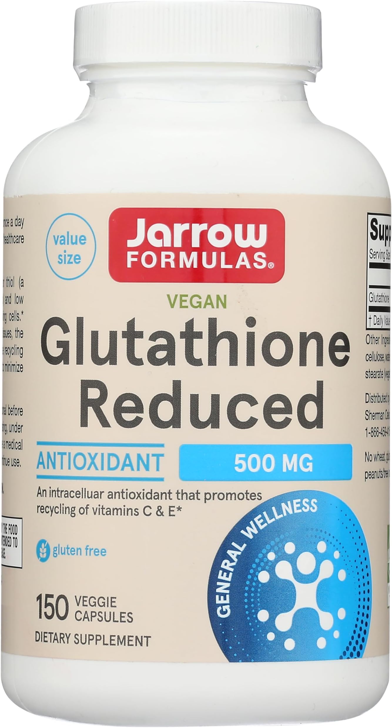 Glutathione Reduced, 500mg - 150 vcaps