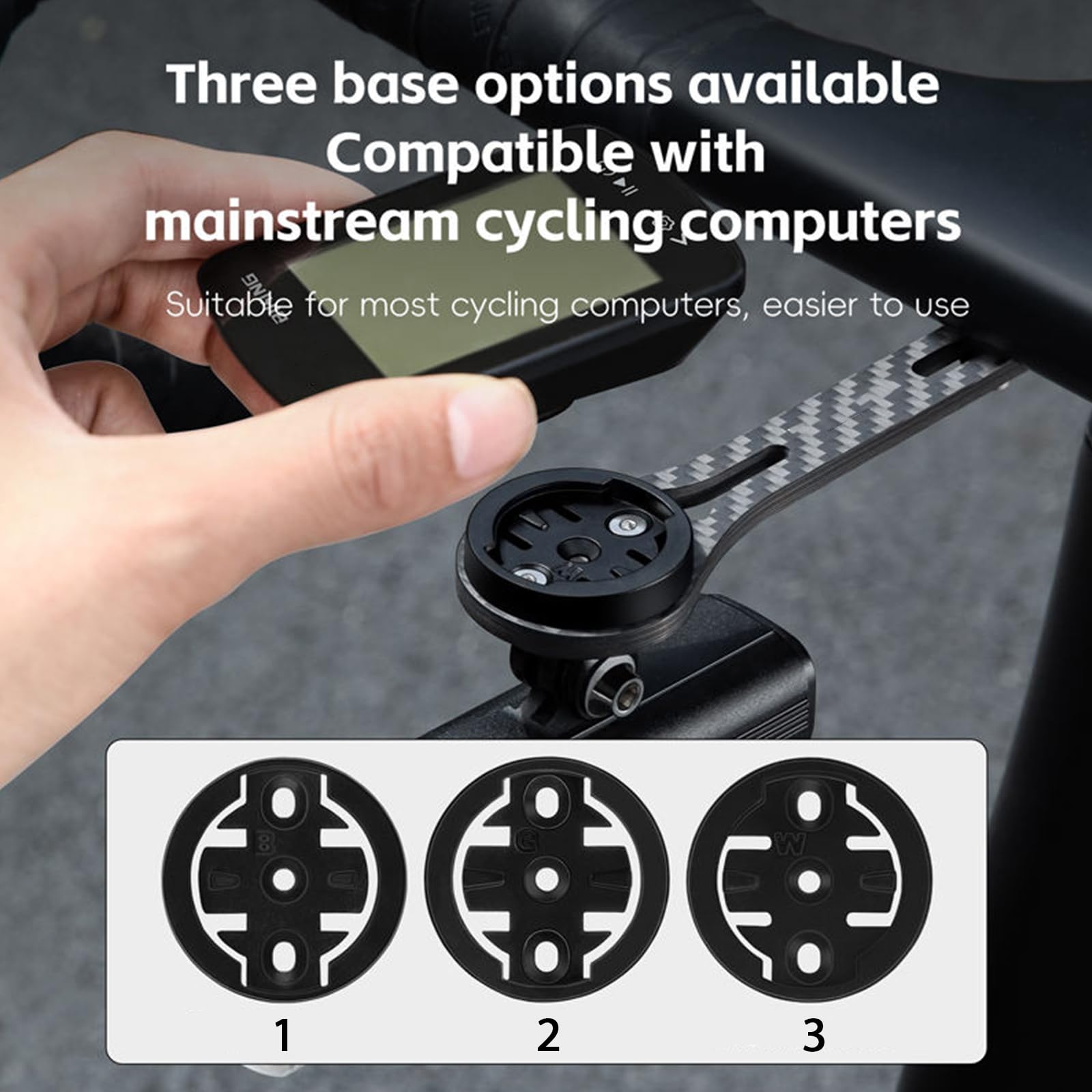 Supporto Esteso per Ciclocomputer in Fibra di Carbonio, compatibile con gopro,supporto esteso per computer da bici esterno per Garmin, Wahoo, Bryton(Nero)
