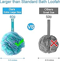 Vista 6 de AmazerBath - Esponja vegetal de 2.12 onzas, esponja de baño exfoliante para el cuerpo, juego de 4 unidades, color floral (verde/morado)