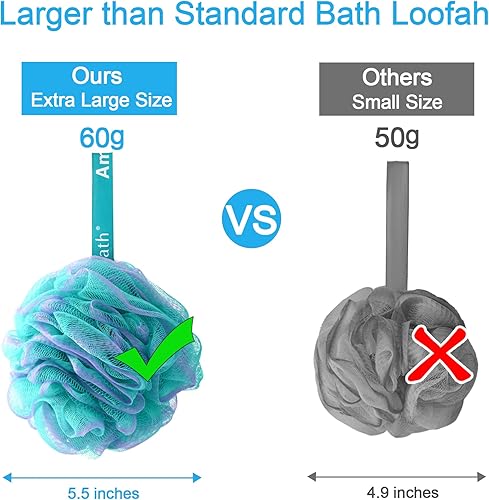 Vista 27 de AmazerBath Esponja de lufa de 2.12 oz/pieza, esponja de baño exfoliante para el cuerpo, juego de 4 lufas, cuarteto de algodón de azúcar