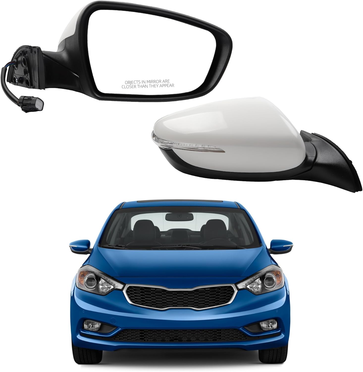 Dasbecan Right Passenger Side Mirror Compatible With 2013 2014 2015 Kia Forte Rear view Mirror DIY Paintable With Signal Light Heated,Power Glass Replace#KI1321182(6 Pins)