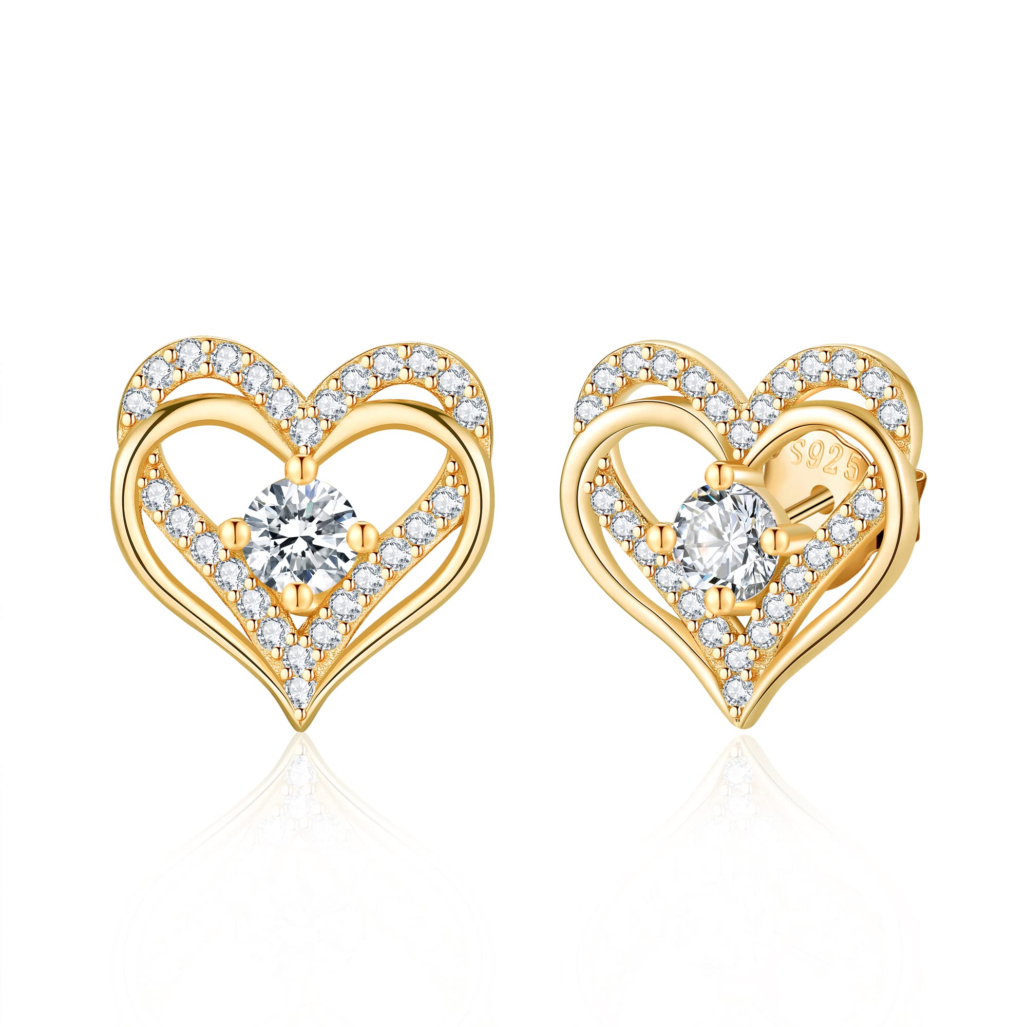 Jrêveinfini Corazon Pendientes Mujer Plata de Ley 925, Originales Pendientes Antialergicos Mujer Niña con Caja de Regalo, Diámetro 12mm