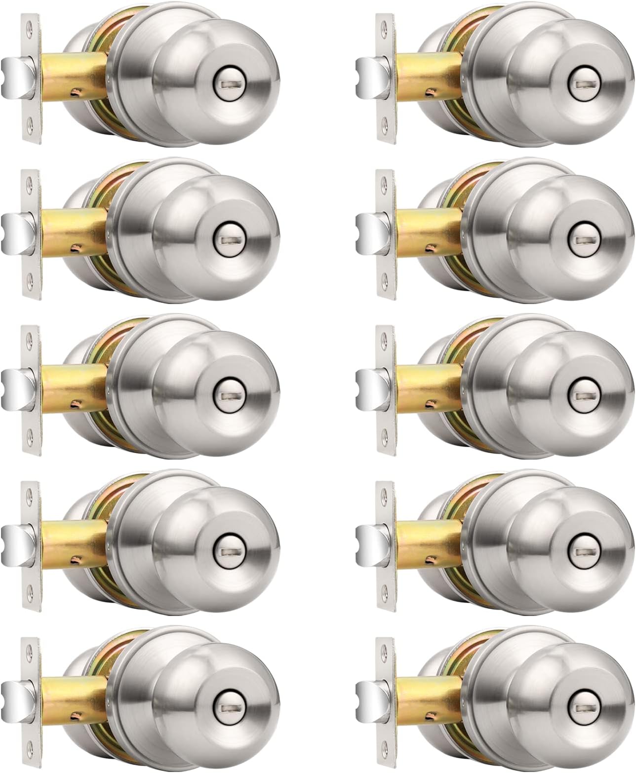 - Probrico Bedroom Bathroom Door Knobs Brushed Nickel Door Handles, Interior Door Knobs Locks Privacy Door Knobs Stainless Steel, 10 Pack