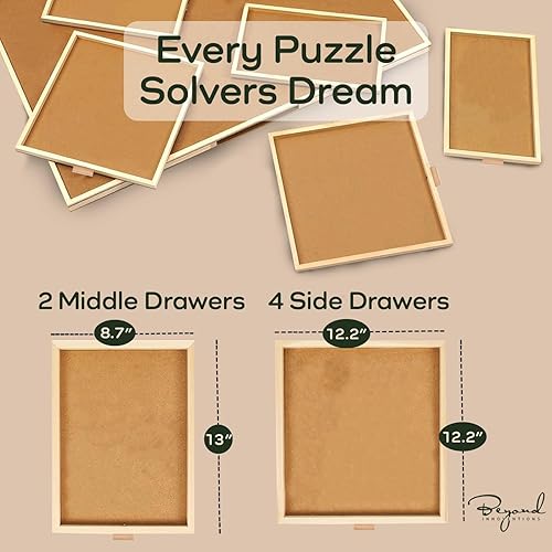Miniatura 6 de 1500 Piece Wooden Jigsaw Puzzle Board - 6 Drawers, Preassembled Rotating Puzzle Table | 35” X 28” Jigsaw Puzzle Board | Puzzle Cover Included -
