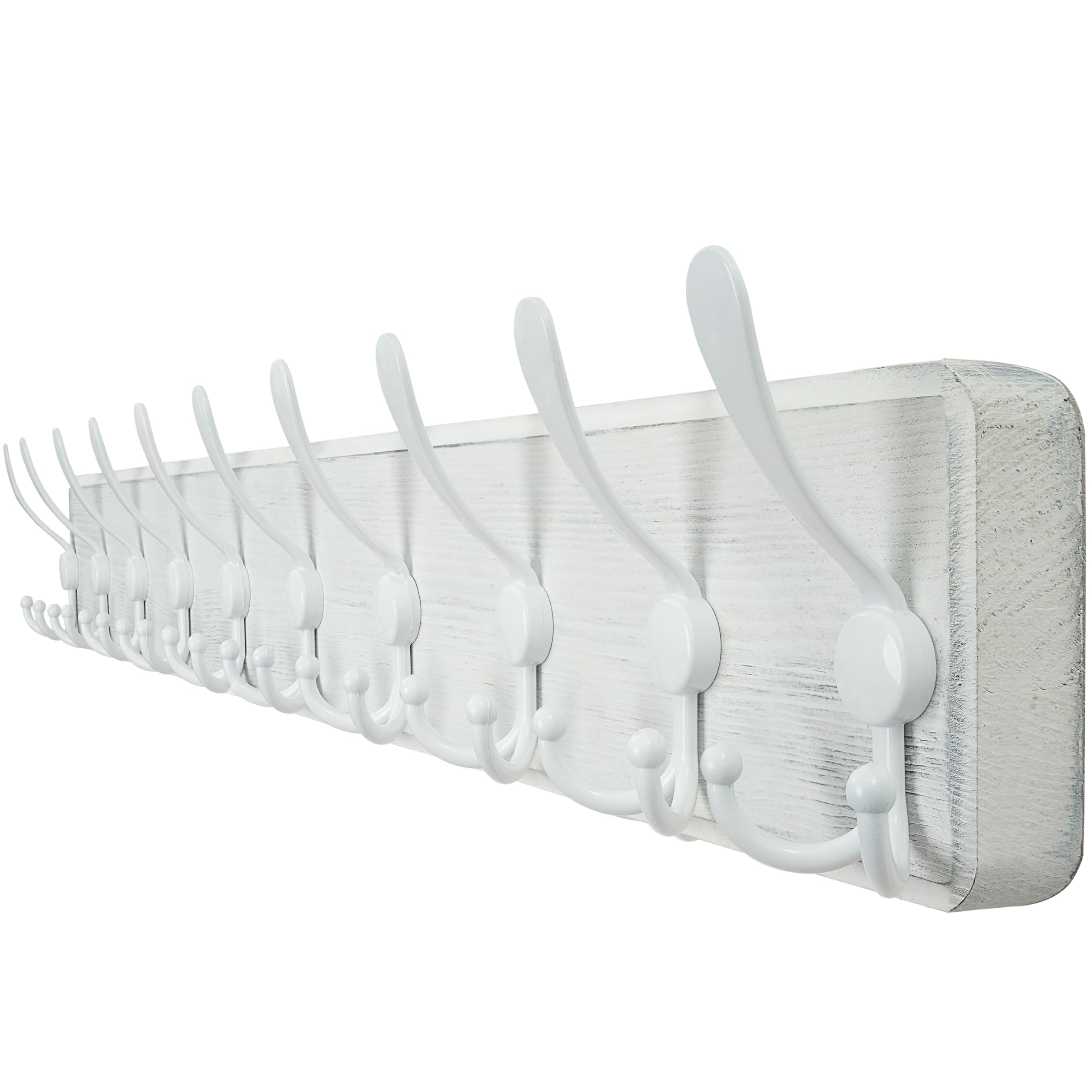webi coat rack wall mount white,38 9/16" long coat hooks wall mounted,large wall coat hanger,10 tri hooks for hanging coats,clothes,jacket,white