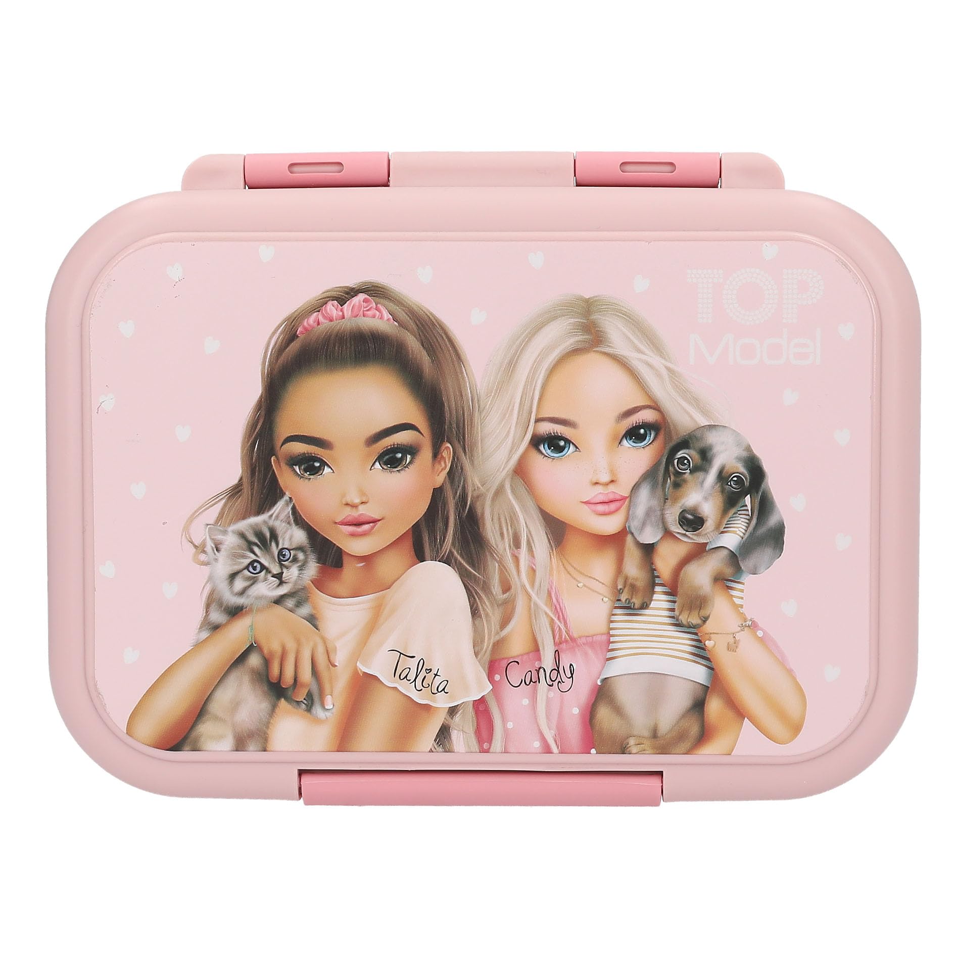 Depesche Girls Rosa Topmodel 13957 Stainless Steel Lunch Box In Pink With Model Motif, Dog And Cat, Lunch Box With Divider And Silicone Seal