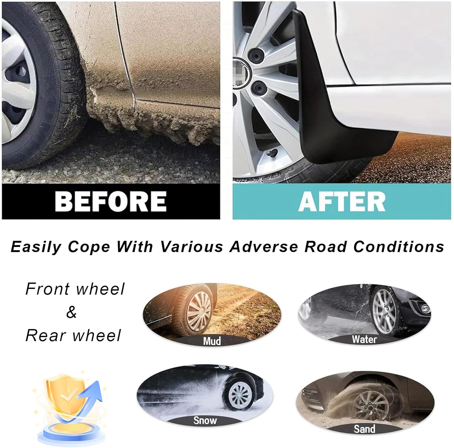 4Pcs Car Mud Flaps No Drill Splash Guards Compatible with Cadillac XT4 2018-2023 XT5 2016-2023 XT6 2019-2024 All Weather Anti-mud Protection Mudguard Fender Easy Install Mudflaps(Size:for XT5 16-23)