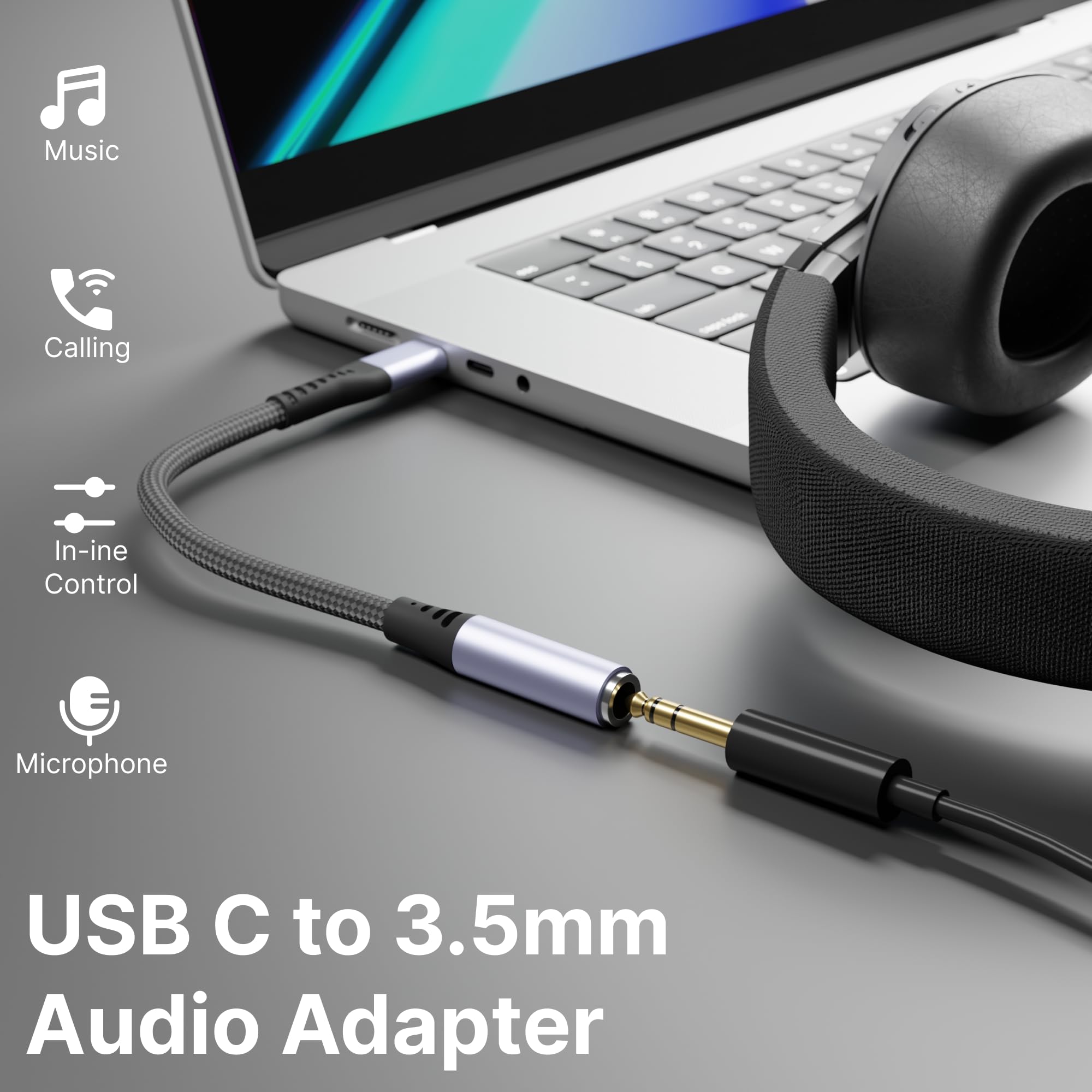 Type C to 3.5mm Audio Jack Adapter | AUX Headphone Converter with DAC — Amazon image 3