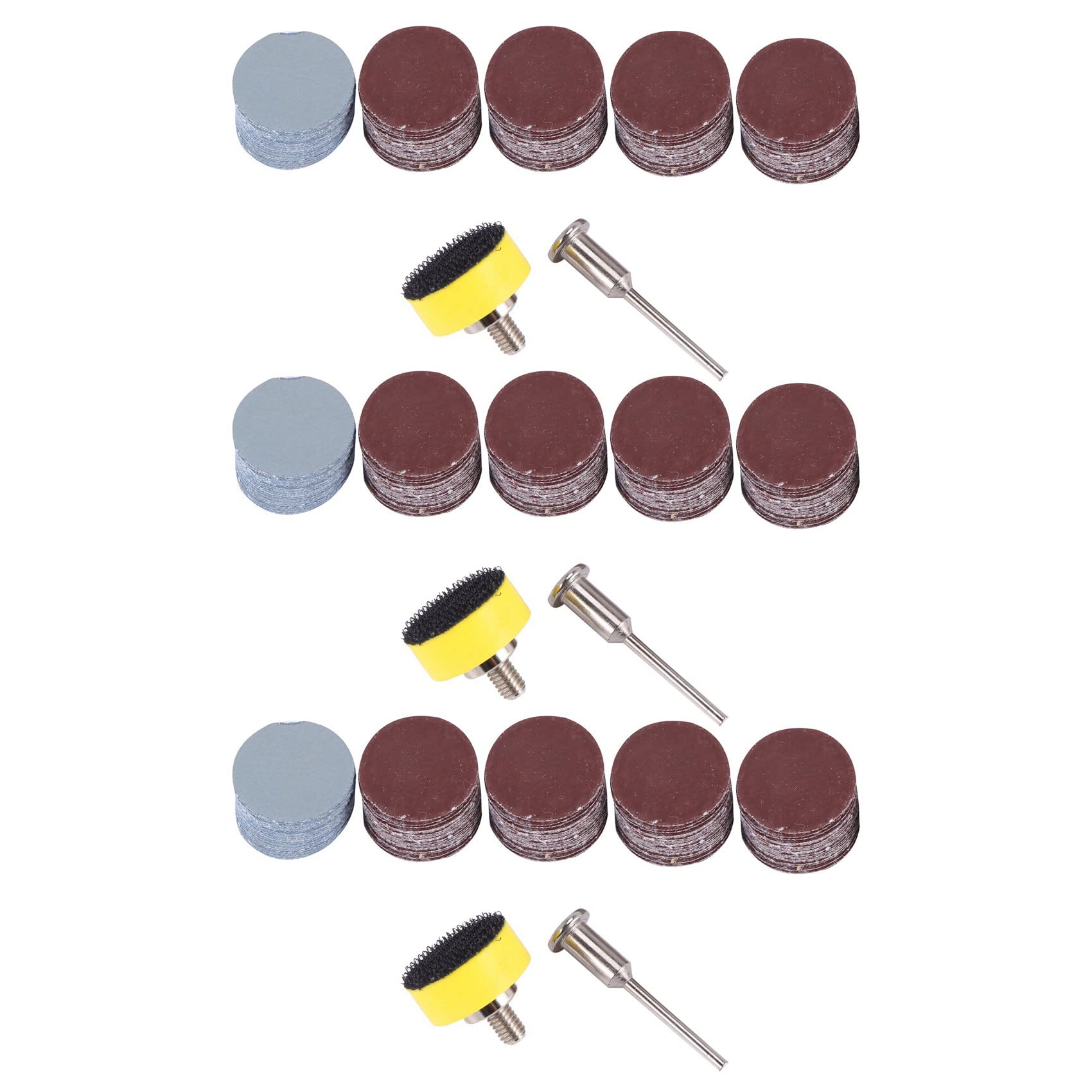 Jnchdghwa Red & Yellow 300Pcs 25Mm 1 Inch Sander Disc Sanding Disk 100-3000 Grit Paper With 1Inch Abrasive Polish Pad Plate + 1/8 Inch Shank