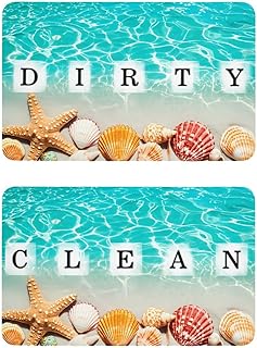 Qilmy Blue Sea Ocean Beach Clean Dirty Magnet for Dishwasher and Washing Machine Upgrade Super Strong Magnet - Easy to Read Non-Scratch Magnetic Indicator Sign 2Pcs
