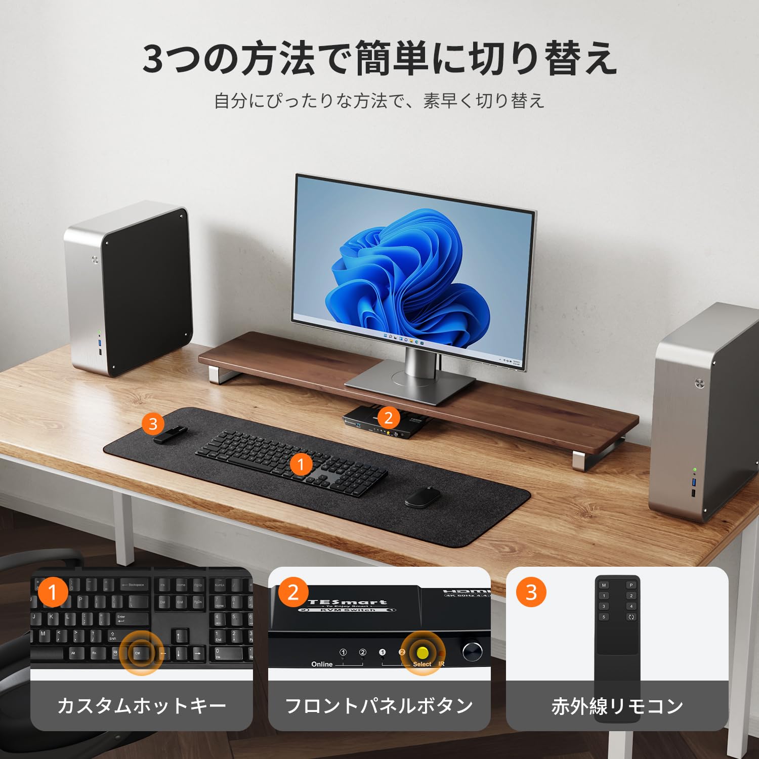 Amazon.co.jp: TESmart KVM切替器 パソコン2台モニター1台切り替え