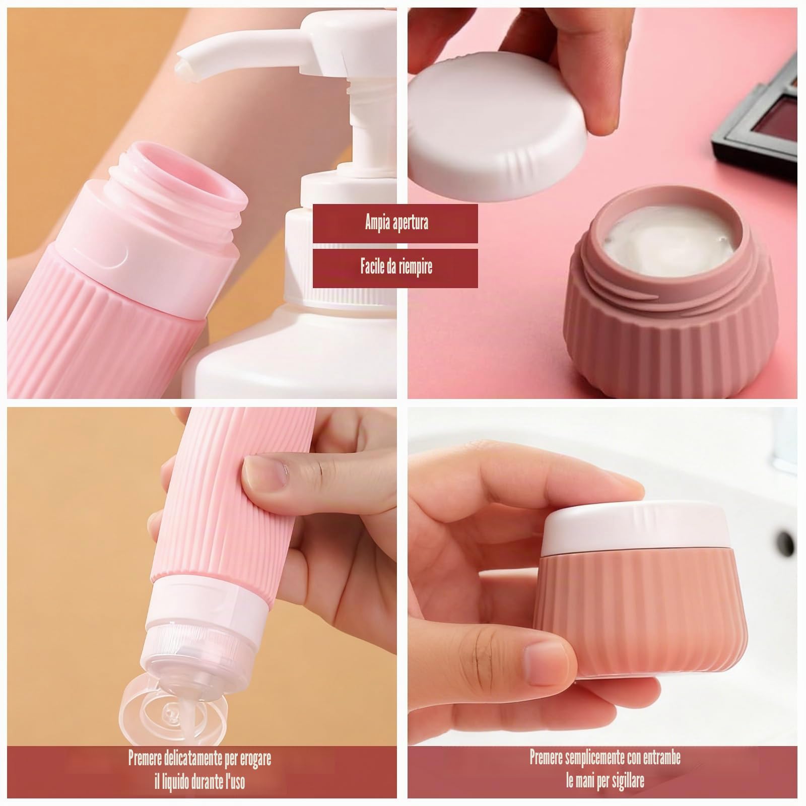 13 Pezzi Bottiglie da Viaggio in Silicone, Contenitori da Viaggio in Silicone, Flaconi da Viaggio Riutilizzabili, con Etichetta e Borsa Trasparente, per Shampoo, Lozione, Creme