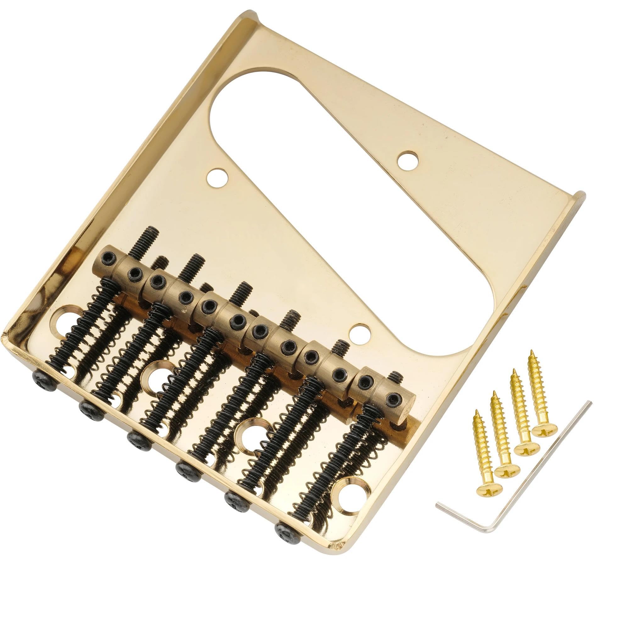 Mostek Gitarowy Mostek Do Gitary Elektrycznej 54 Mm W Stylu Vintage Z 6 Częściami Zamiennymi Mosiężnych Siodełek(Gold)