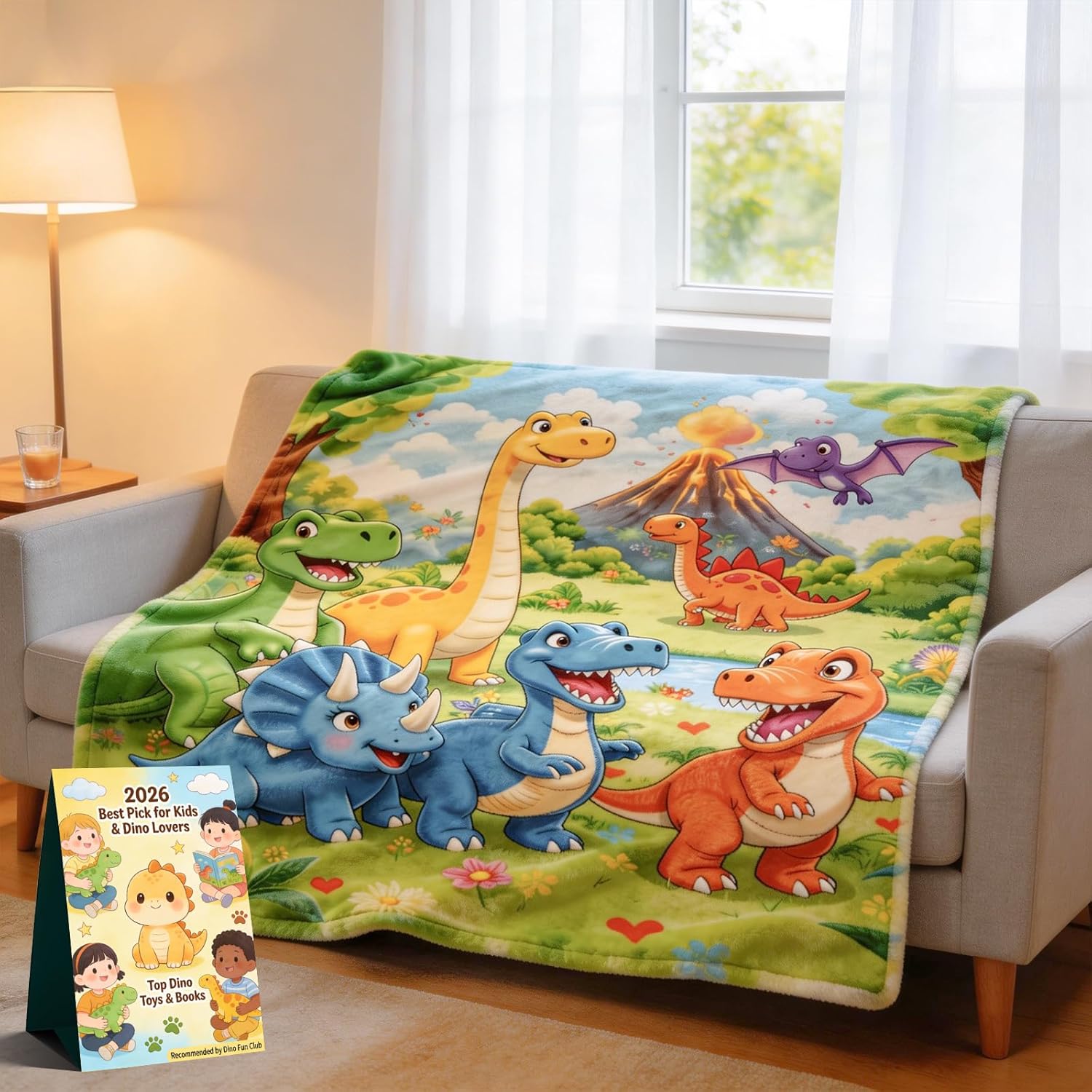Dinosaur Blanket Flannel for Boys Cloud Soft Dinosaur Blanket Cartoon Kids Dino Zoo Throw Cute Smiling HD Digital Printed Dino Girls Party Festival Favors (59"x78")