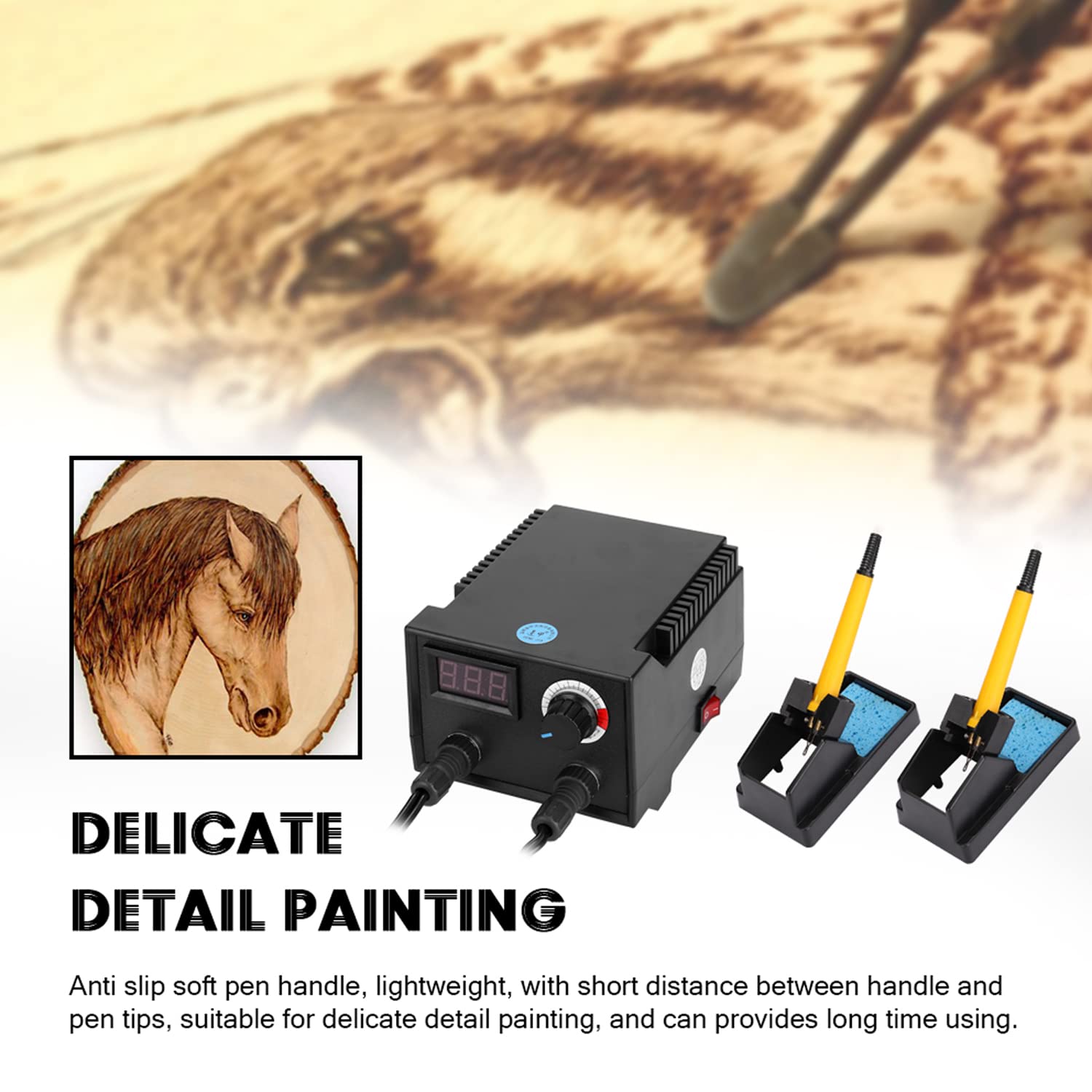 Geevorks Máquina de pirograbado con 2 * Bolígrafos de Pirograbado,100W Kit de Pirograbador de Madera con Cabezales de Bolígrafo Calefactor de 30 piezas