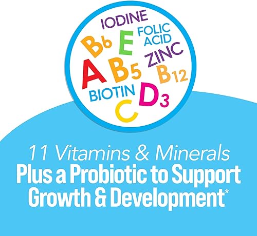 Miniatura 6 de Culturelle Multivitamínico completo  probiótico masticable digestivo e inmunológico para niños con 11 vitaminas y minerales incluyendo vitamina C D3