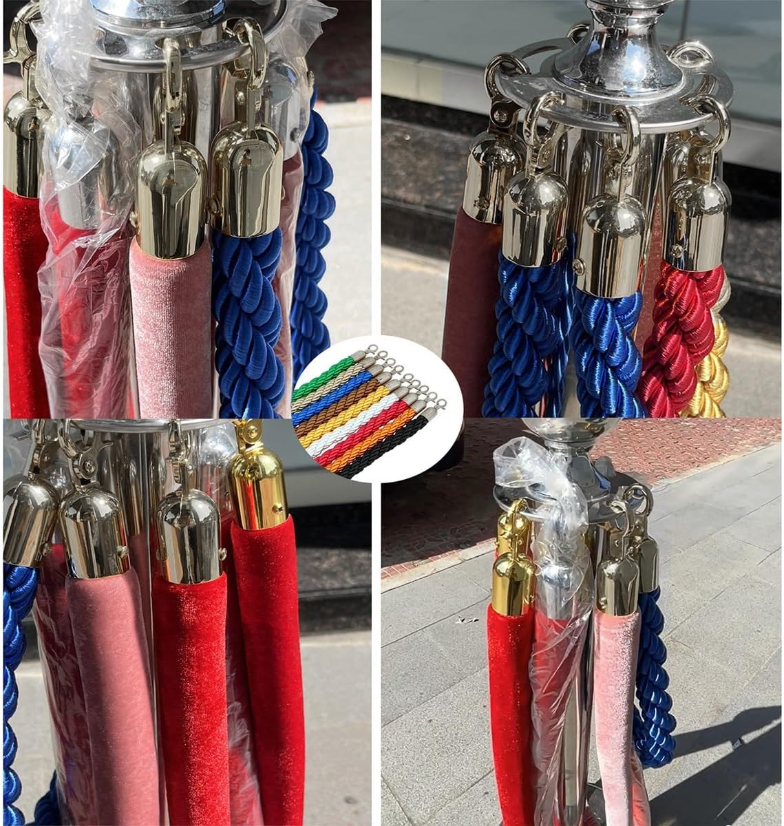 Crowd Control Barrier Ropes - Hemp Rope Queue Management Polished Snap Hooks Stanchion Queue Safety Ropes for Event Line Control and Post Barriers