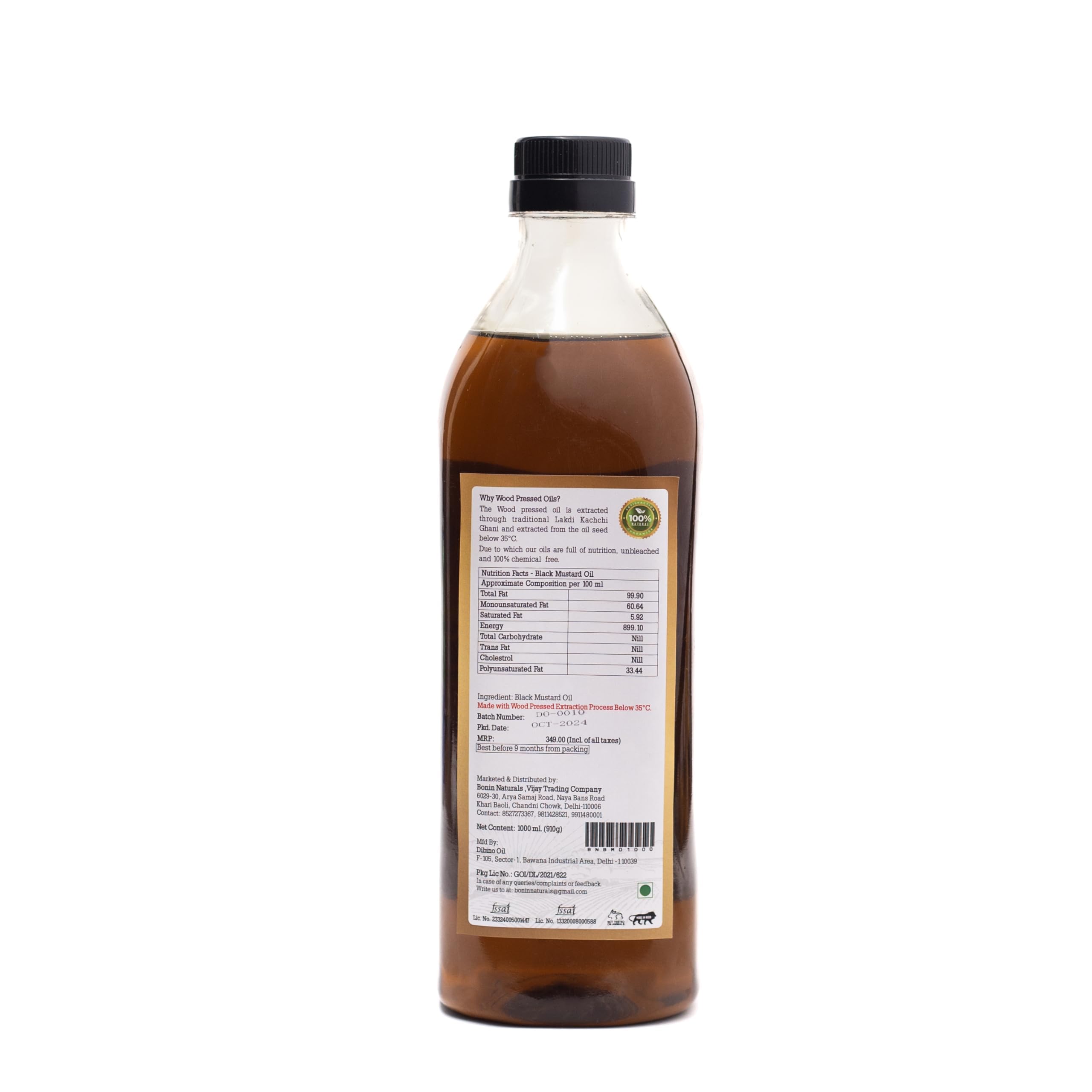 Bonin Wood Natural Black Mustard Oil | 5 Litre | Wood & Cold Pressed | Unrefined - Rich in Omega-3 & Antioxidants | Ideal Oil for Cooking | Frying | Hair | Skin & Body Massage | Aromatic & Healthy 2