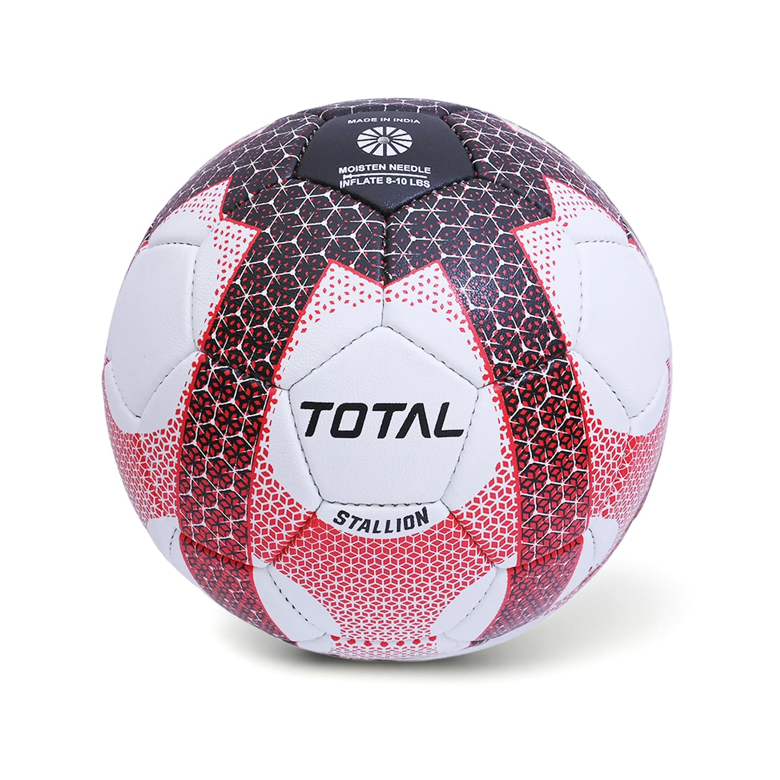 Total PVC Football Size 5 for Adults, 32 Panel Machine Stitched Training Ball, Durable PVC Outer for All Grounds, Official Weight & Shape Retention, White Red-image-36