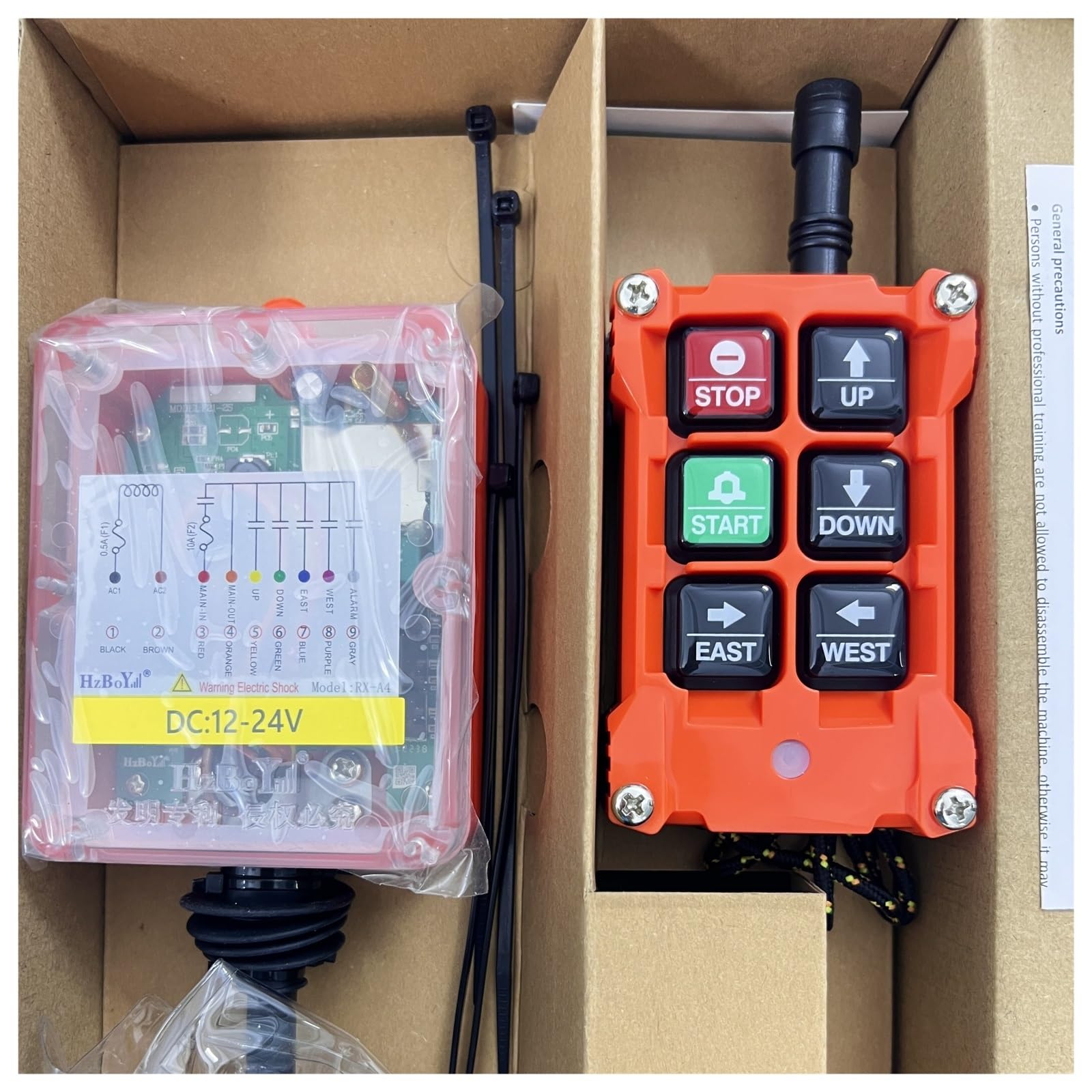 Controllo della Gru, 4 Pulsanti Chiave Singola velocità DC 12V-24V paranco Industriale Senza Fili Telecomando Ip67 Impermeabile Gru a Ponte(DC24 2T1R)