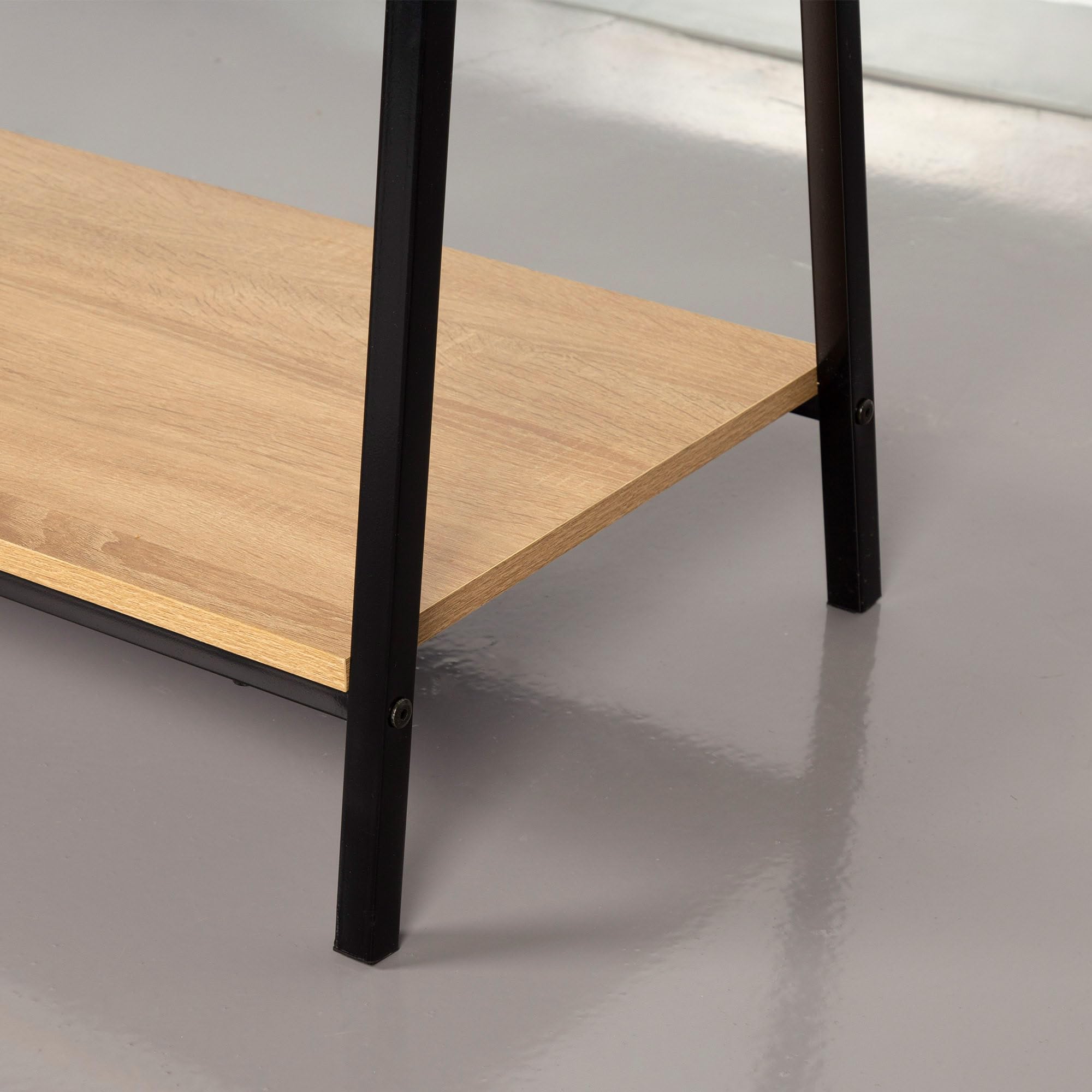 AKTIVE 18430 MAX Home Burro Ropa, Perchero de pie y Zapatero Entrada recibidor, 2 estantes de Almacenamiento, 64 x 40 x 150 cm, Industrial, Armario Abierto