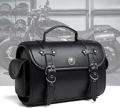 Motorcycle Side Saddlebags for Fantic Caballero Flat Track 125 250 500 Rally/Scrambler 500, Water Resistant Saddlebag Travel Bags Luggage Motorbike Panniers Tail Side Bag, Reinforced Leather Bag