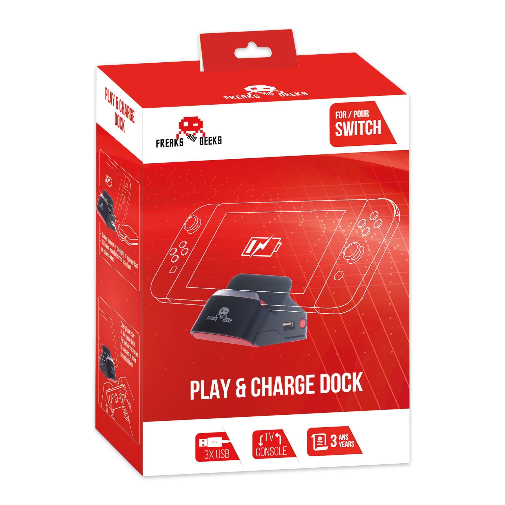 Dock et Stand 2en1 Support Recharge + Connexion TV pour Nintendo Switch, Noir