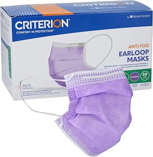Criterion ASTM Level 3 Disposable Face Mask – Anti-Fog, Mask, 3-Ply, Fluid Resistant, Latex-Free, Flat Earloop, Adult, 50/Box