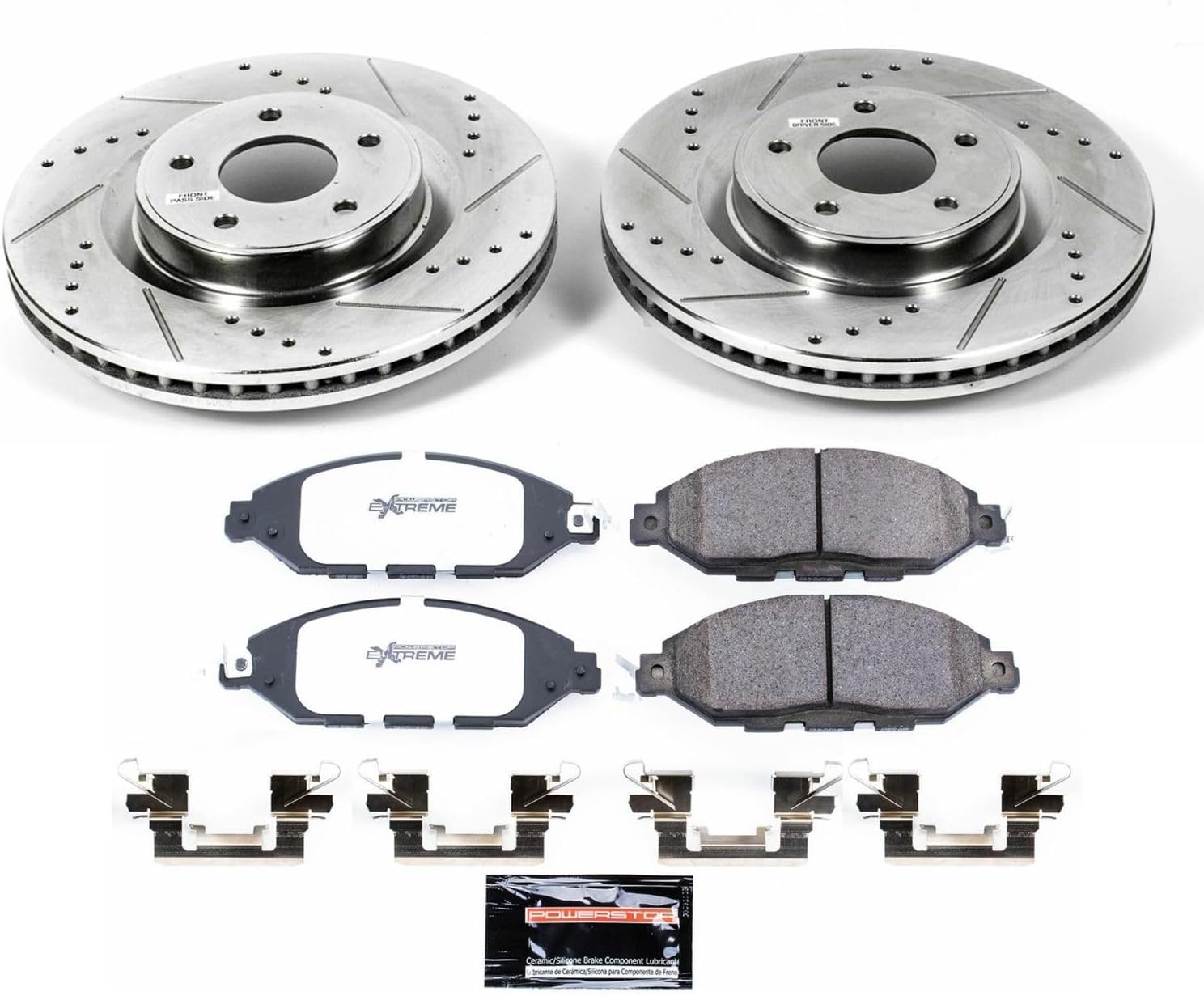 PowerStop Front Brake Kit For Infiniti QX60 2014-20 |Nissan Murano 2015-24 |Nissan Pathfinder 2013-20 - Truck & Tow Carbon Fiber Ceramic Brake Pads + Drilled & Slotted Rotors Upgrade, K6496-36