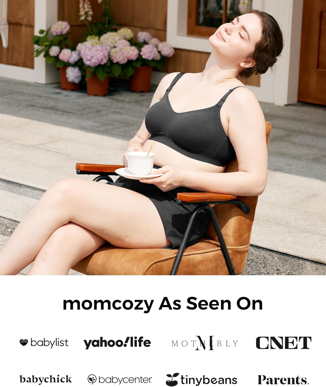 Momcozy Hands-Free Pumping Bra, Wireless & Seamless Breast Pump Bra, Breathable Tencel™ Fabric & Fully Fixed Cups - Image 8