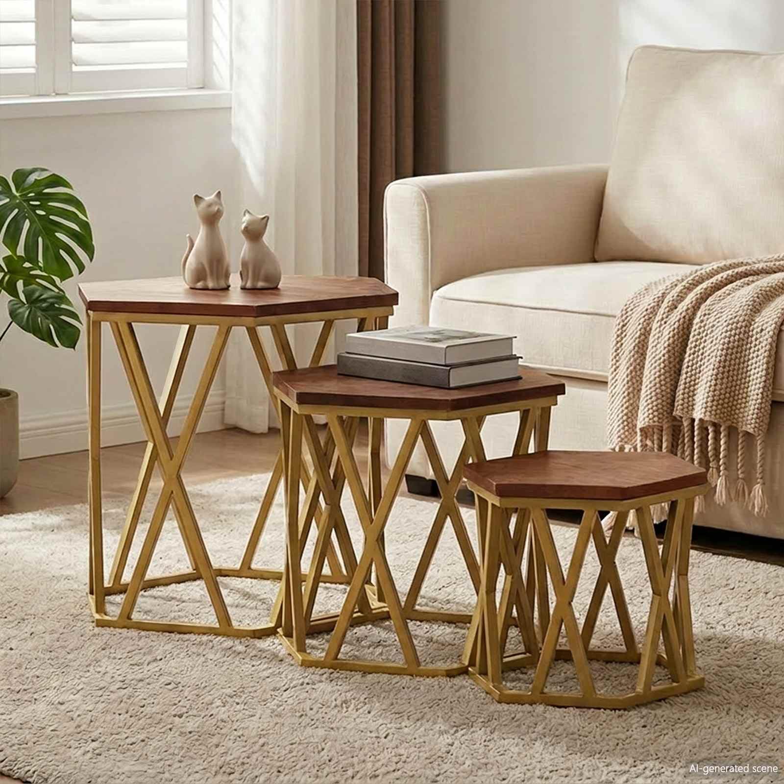 Table basse manguier massif gain de place pour petit salon