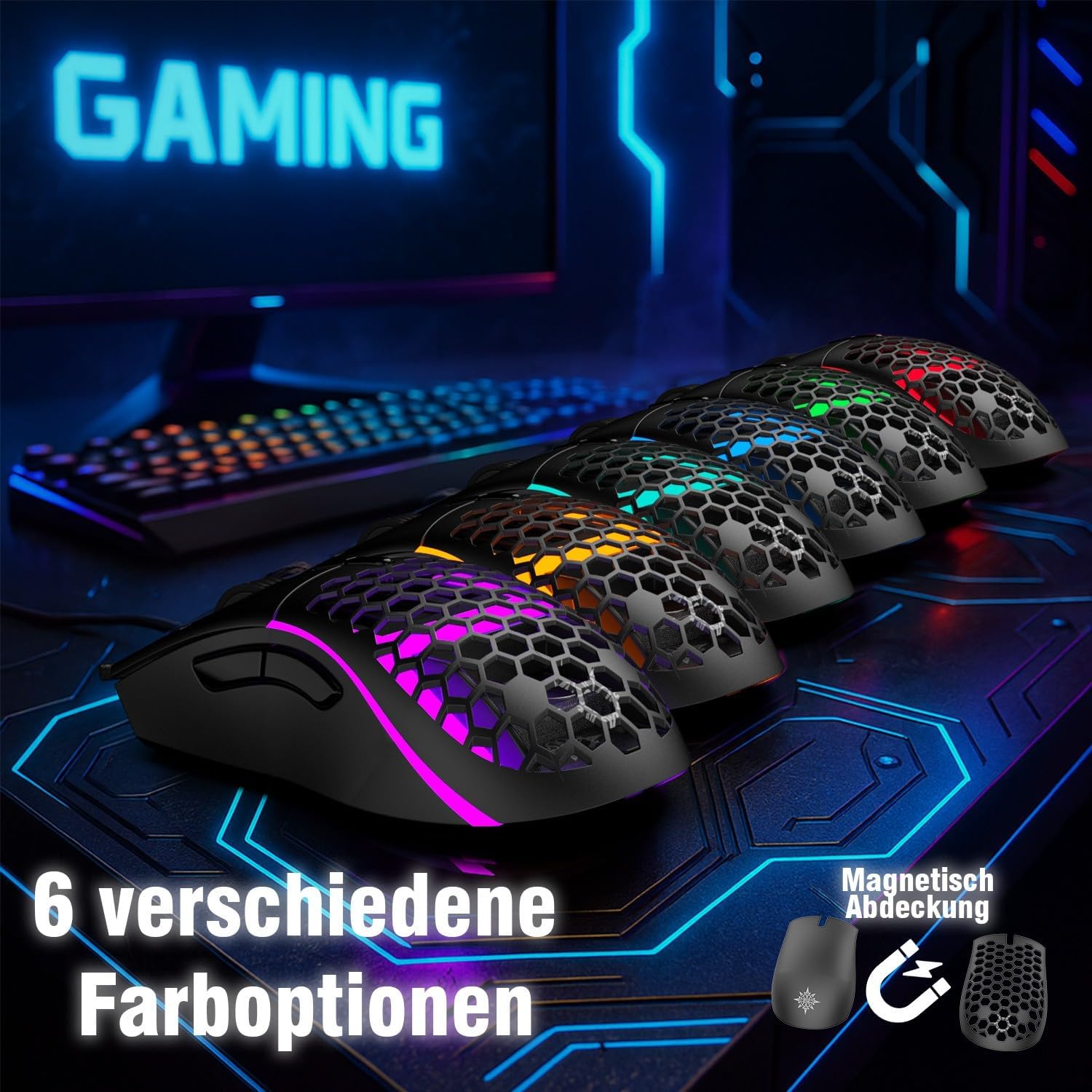 İnca Gaming Mouse IMG-GT20 PRO Optical Gaming Mouse 10000 DPI RGB Logo Effect with Interchangeable Cover, Precise and Quick with Adjustable Weight