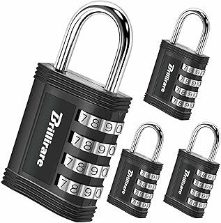 4 Pack Combination Lock, 4-Digit Waterproof Padlock, Zinc Alloy Outdoor Keyless Resettable Travel Luggage Locks for Backpack, Gym Locker, Hasp, Fence, Gate, Case, Toolbox-by BRILLIRARE